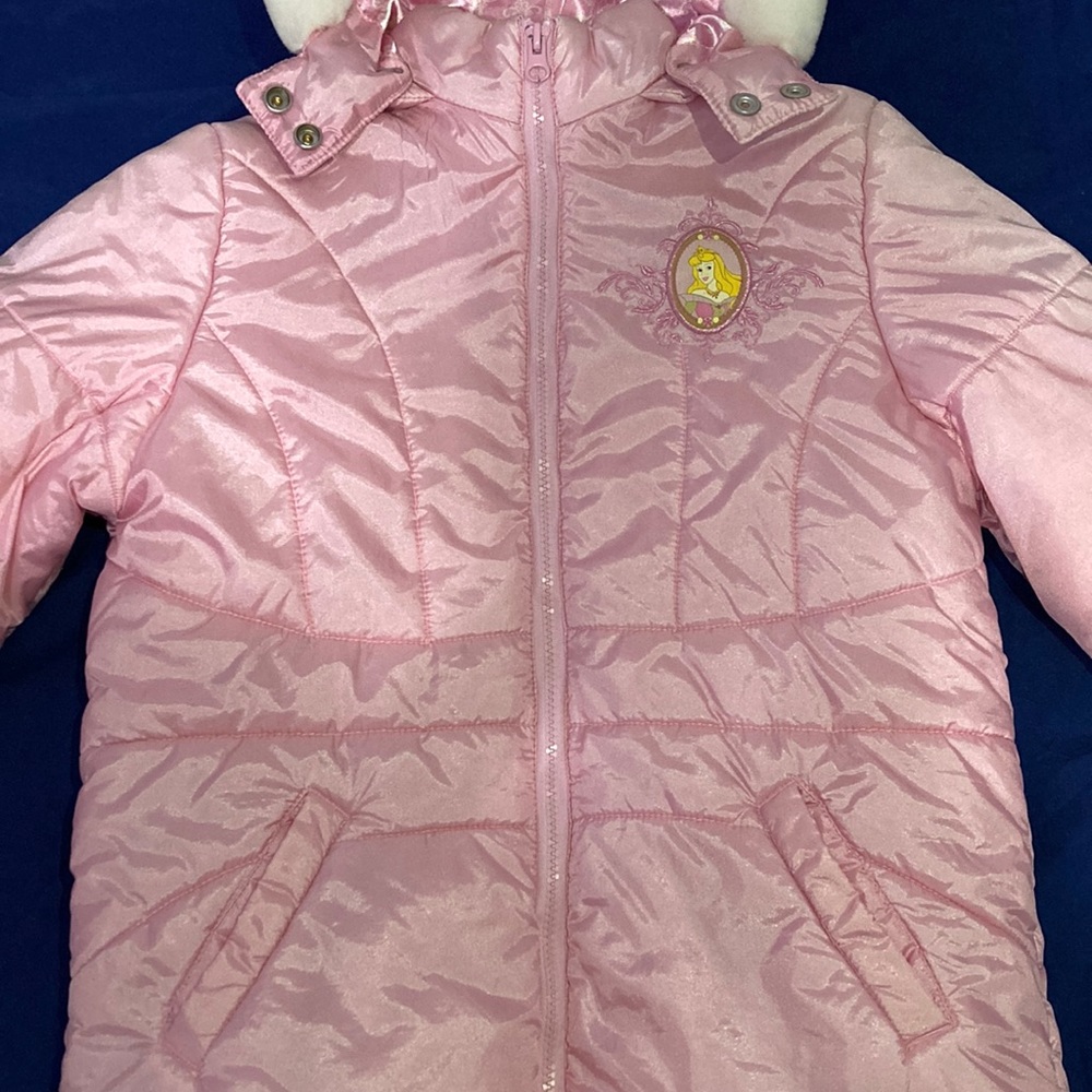 Disney Princess Detailed Embroidered Puffer Jacket Sz L 10-12